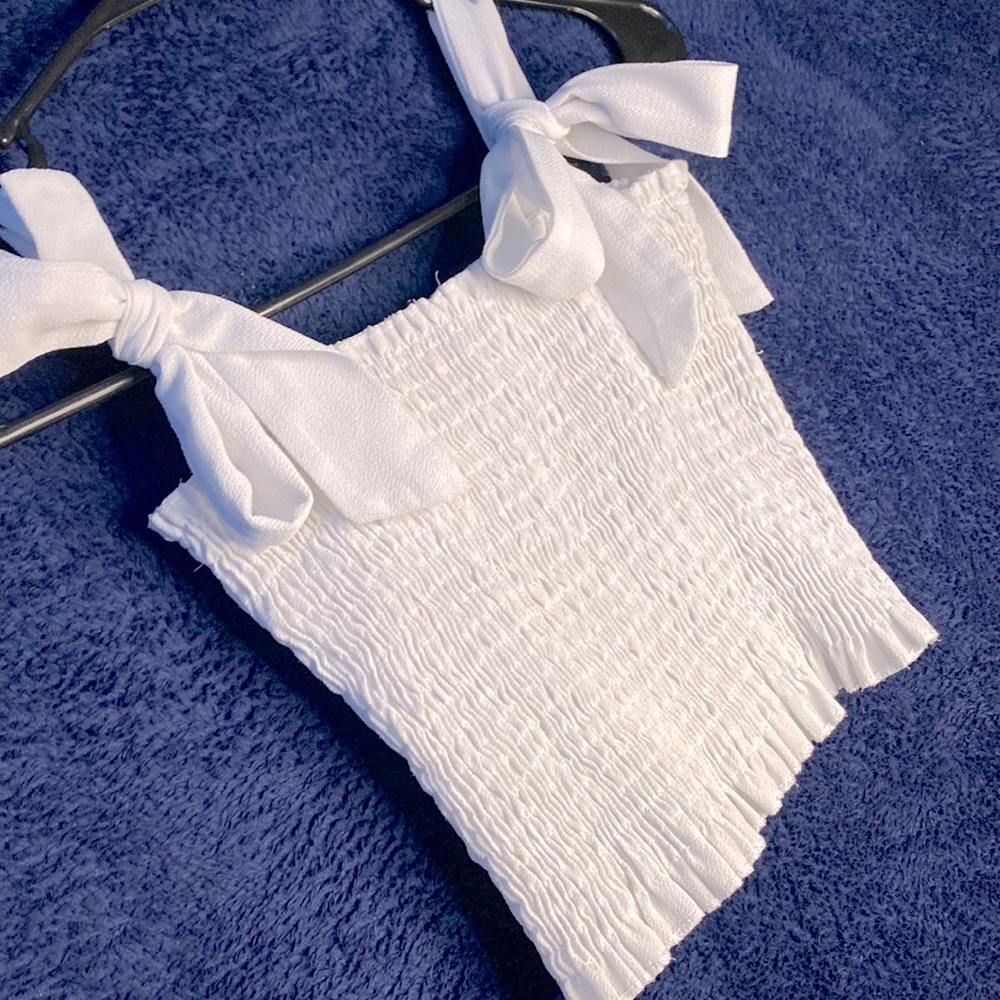 White Bow Tie Crop Top